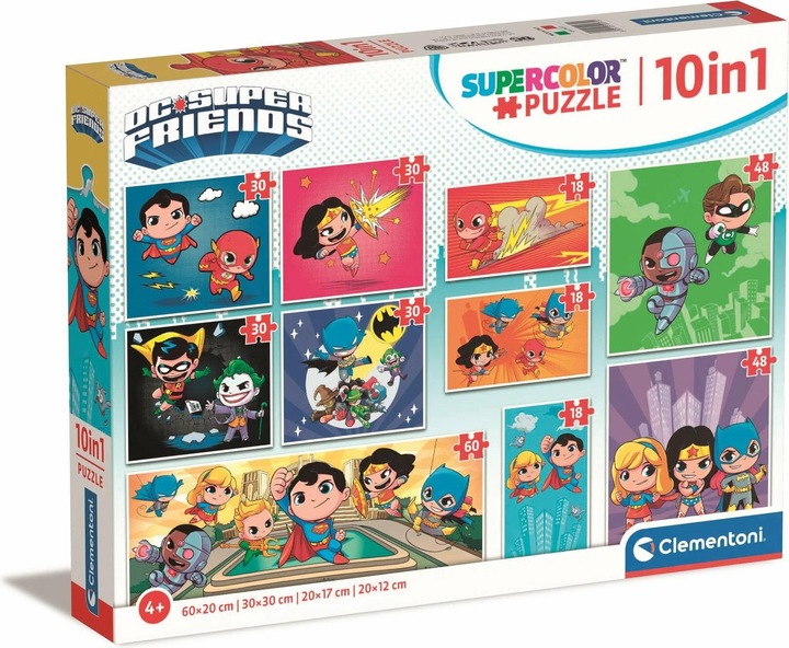 Immagine prodotto Clementoni 20272 puzzle Mega Collection Kids 10 in 1 18+30+48+60pz. Fumetti DC (330 pezzi)