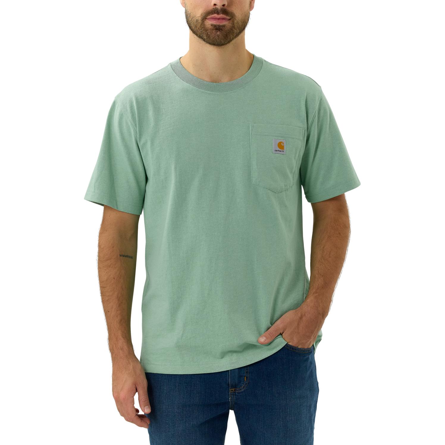 Carhartt, Arbeitsjacke, Workwear Pocket SS Green Heather T-Shirt (M)