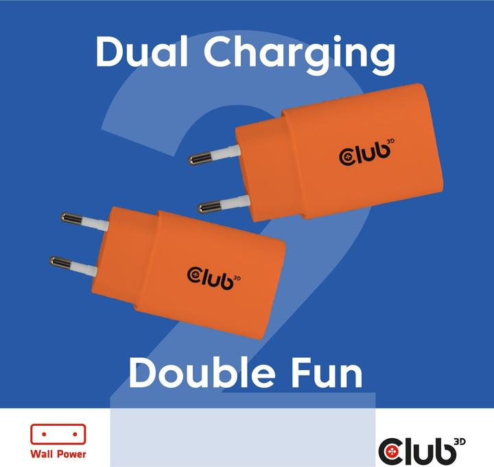 Image du produit Club 3D Club3D Lifestyle Ladegerät USB-C 30Watt, 2Stk orange retail (30 W)
