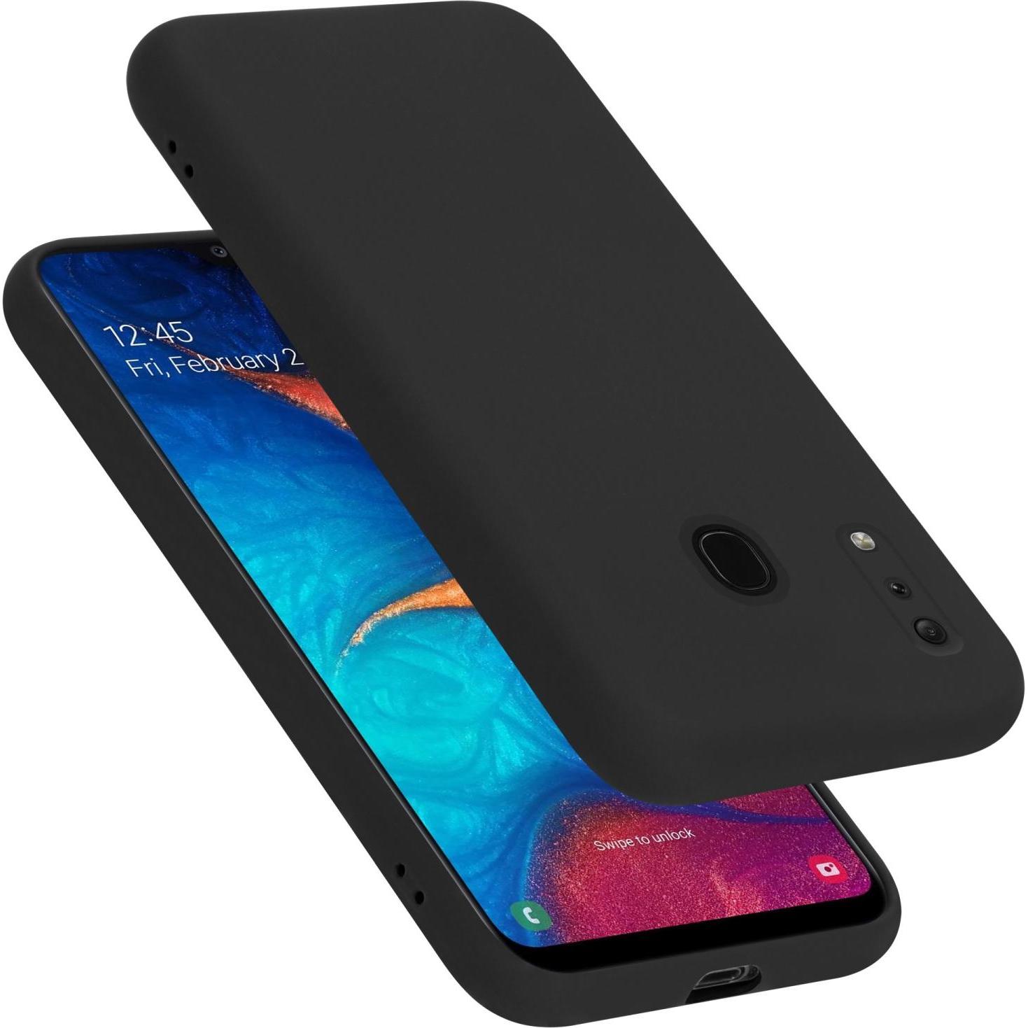 Cadorabo TPU Liquid Silicone Case Cover (Samsung Galaxy A20, Samsung Galaxy M10s, TCL A30), Smartphone Hülle, Schwarz