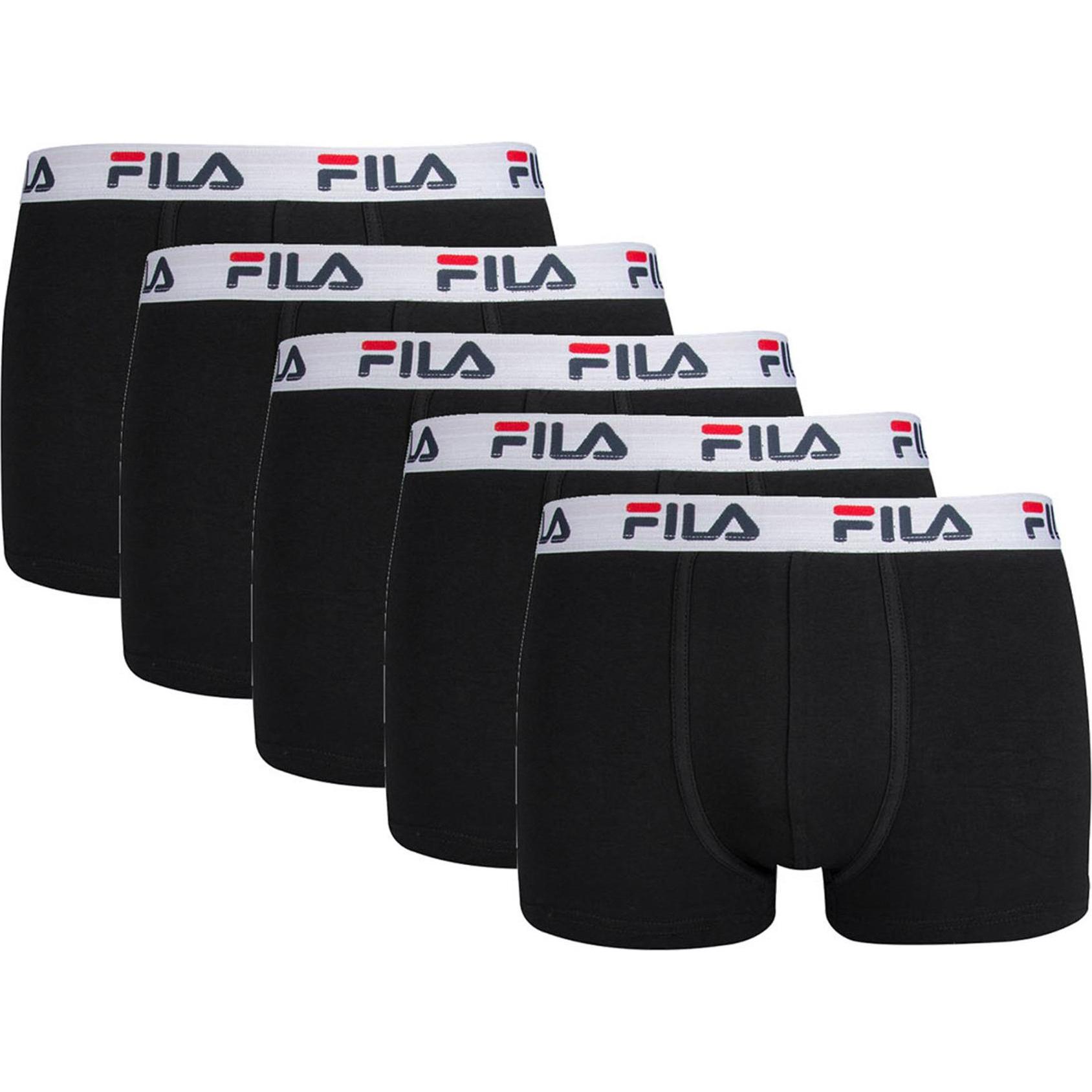 FILA, Herren, Unterhosen, Boxershorts Casual Stretch, Schwarz, (XL, 5er Pack)