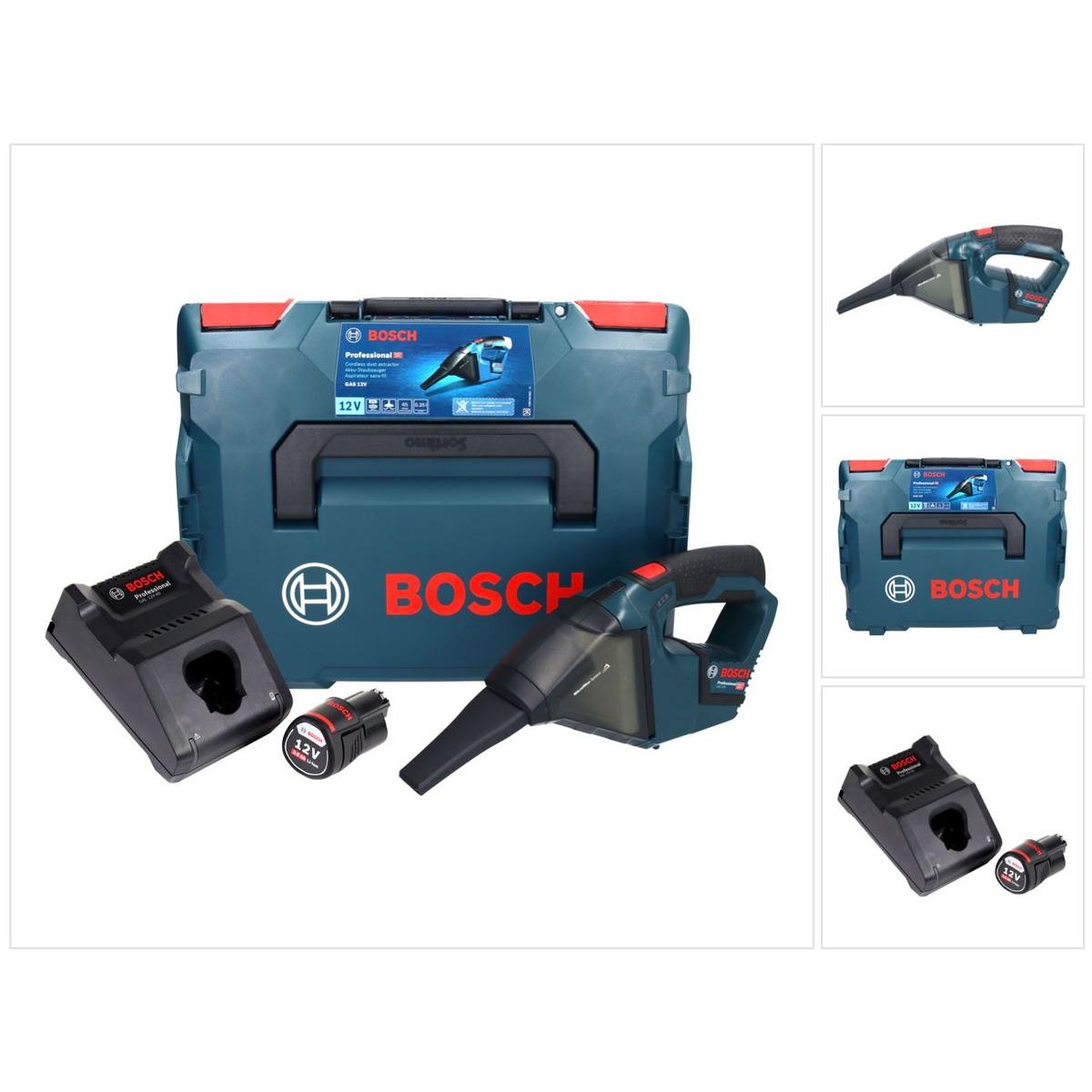 Bosch Hausgeräte Bosch GAS 12V Professional Akku Staubsauger 12 V 0,35 l + 1x Akku 3,0 Ah + Ladegerät + L-Boxx, Staubsau...