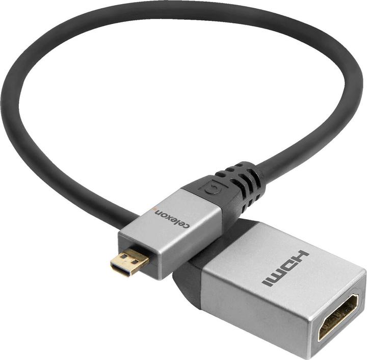 Produktbild Celexon Micro HDMI auf HDMI M/F Adapter mit Ethernet - 2.0a/b 4K 0,25m - Professional Line (HDMI, Micro HDMI, 25 cm)