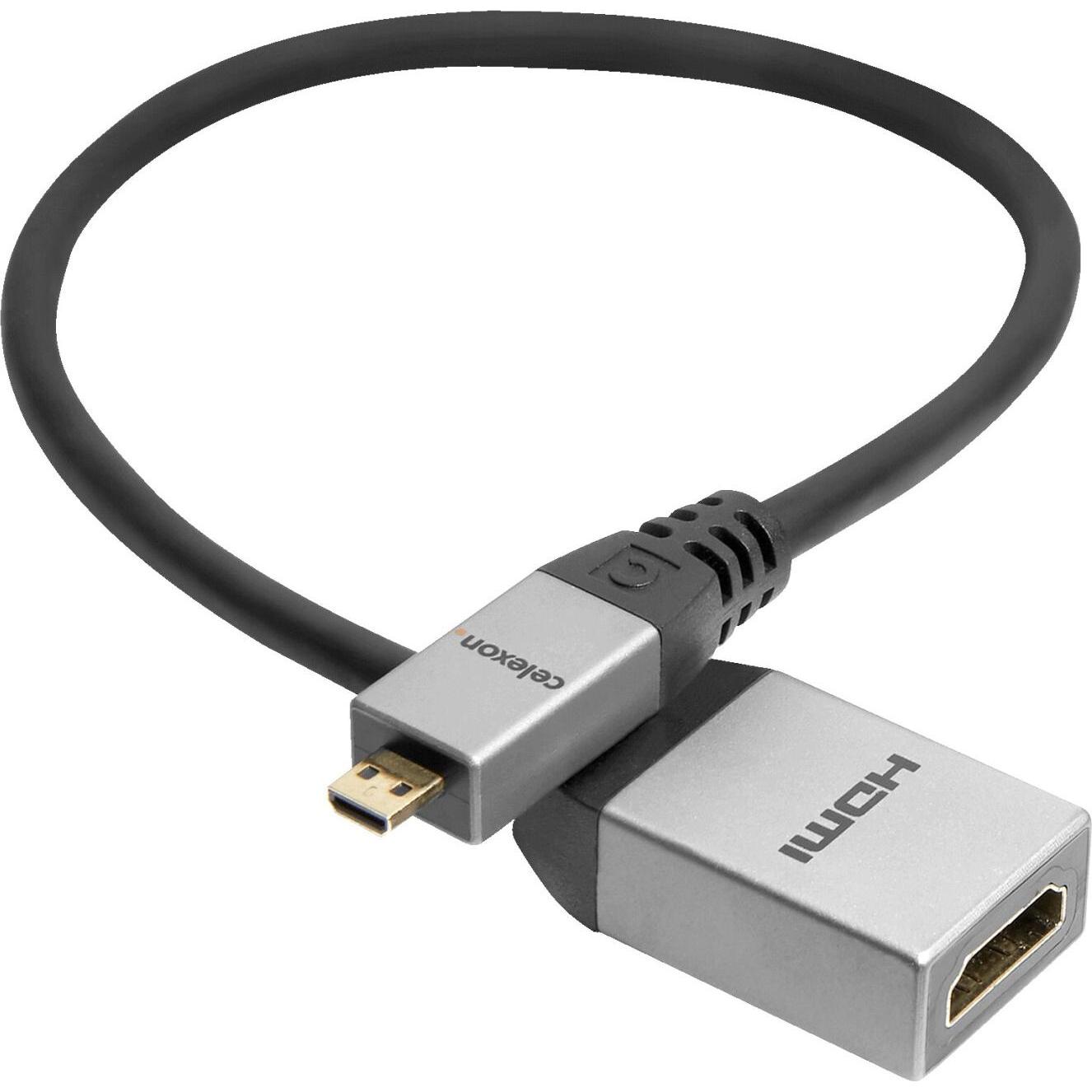 Celexon Micro HDMI auf HDMI M/F Adapter mit Ethernet - 2.0a/b 4K 0,25m - Professional Line (HDMI, Micro HDMI, 25 cm), Da...