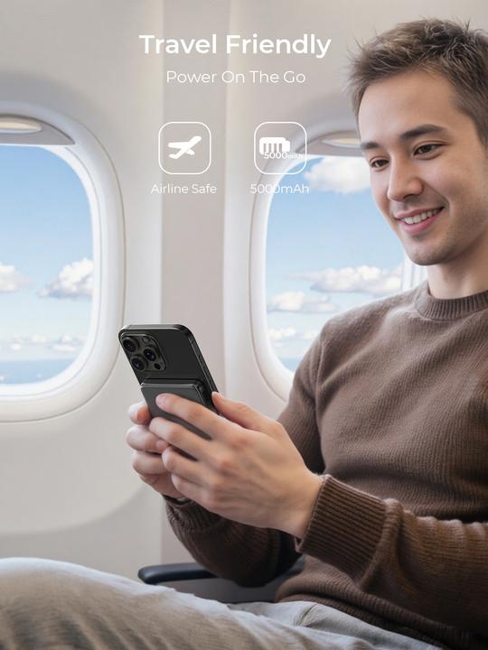 Produktbild Aukey MagFusion Slim 5000mAh PB-MS07A BG Powerbank Qi2 Wireless,Black (5000 mAh, 20 W, 18 Wh)