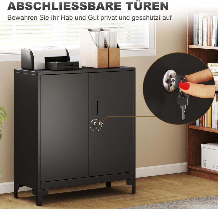 Actual product image Homcom Metallschrank Metall Schwarz (80 x 35 x 91 cm)