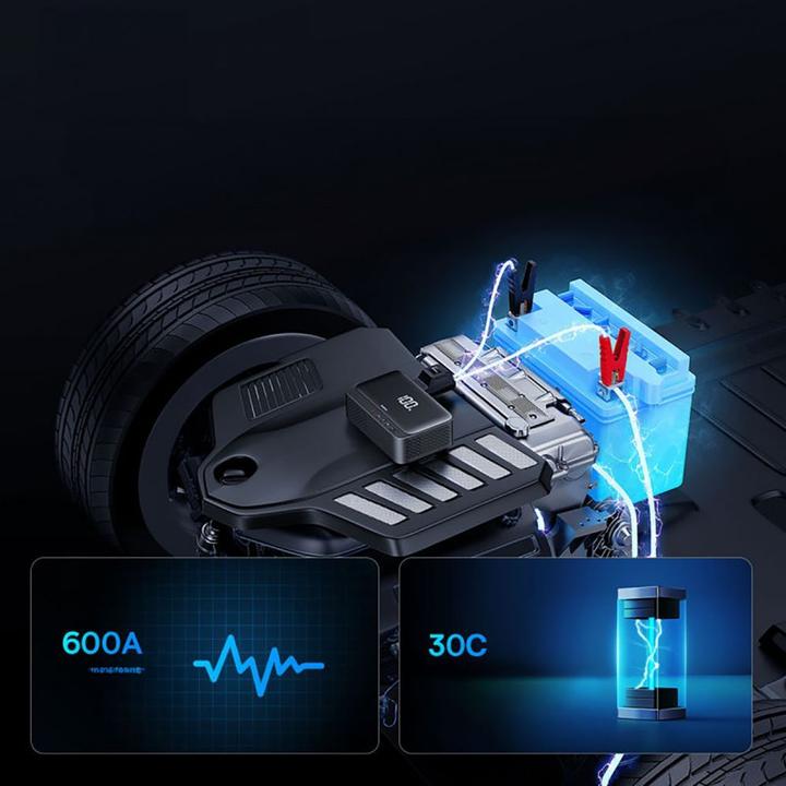 Image du produit Baseus Super Energy Car Jump Starter, 600A czarny (600 A, 3000 mAh)