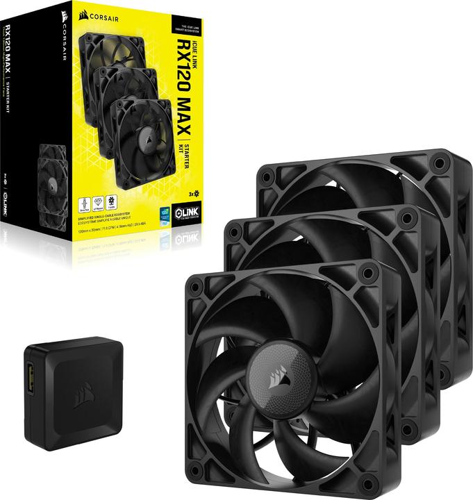 Produktbild Corsair RX MAX Series, iCUE LINK RX120 MAX, 120mm Fan, Triple Fan Kit (120 mm, 3 x)