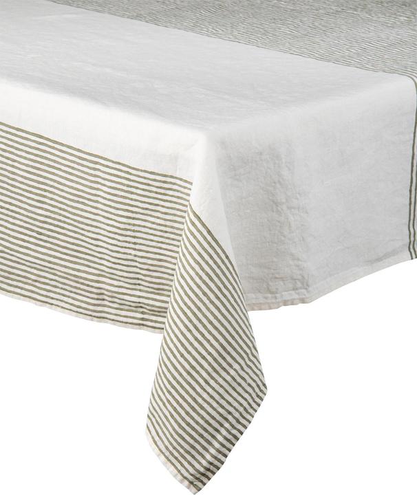 Stamperia Bertozzi 145 cm x 250 cm Tischdecke Rigato olive