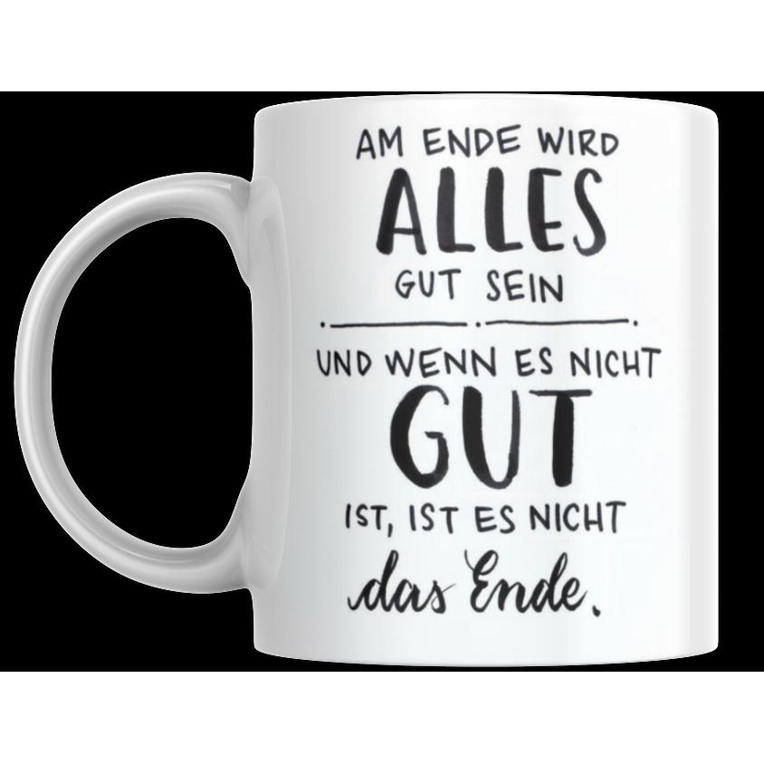 Tinisu, Tasse, Tasse mit Spruch Positive Perspektiven: "Am Ende wird alles gut" Kaffee BÃ¼ro (325 ml, 1 x)