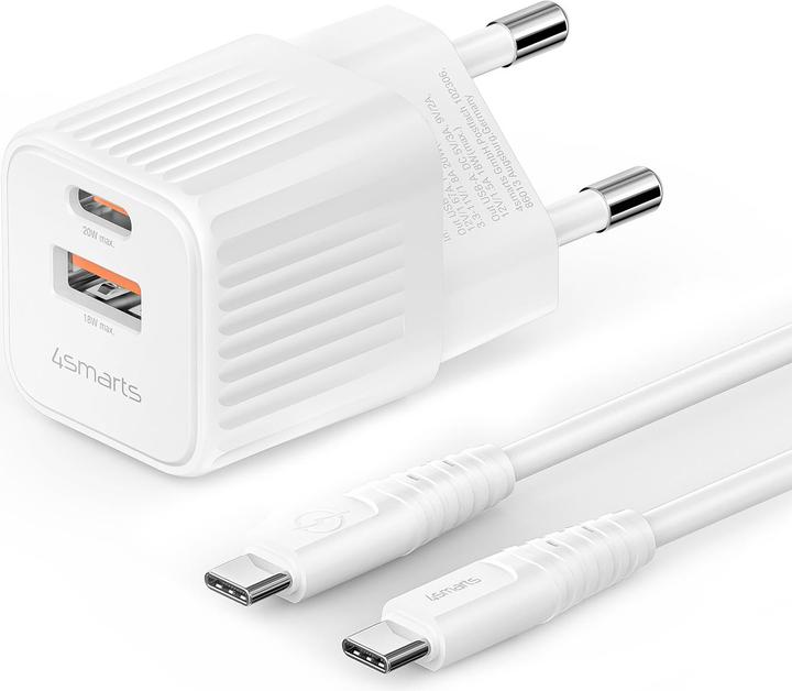 Image du produit 4smarts Chargeur secteur VoltPlug Duos Mini PD 20W et câble USB-C 1,5m blanc (20 W, 2 ports)