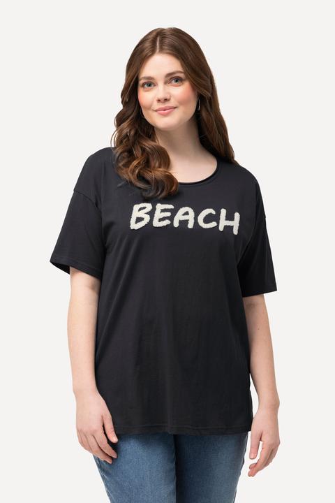 Immagine prodotto Ulla Popken T-shirt dal taglio oversize con scritta in spugna, scollo a girocollo e mezze maniche (42, 44)