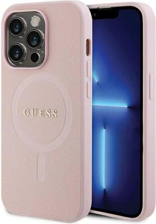 Actual product image Guess GUHMP13LPSAHMCP iPhone 13 Pro / 13 6.1" różowy/pink hardcase Saffiano MagSafe (Apple iPhone 13, Apple iPhone 13 Pro)