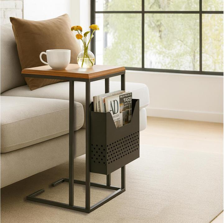 Image du produit Relaxdays Beistelltisch mit Zeitungsablage C-Form