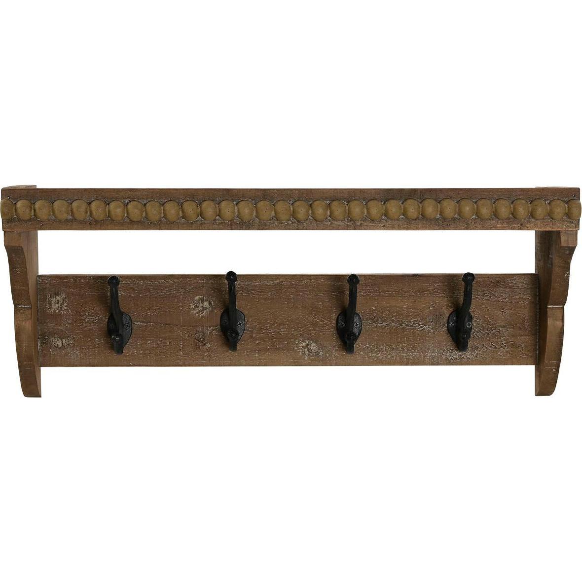 Esprit, Appendiabiti + Appendiabiti da parete, Wandgarderobe Home Braun Schwarz Holz Metall 67 x 17 x 27 cm