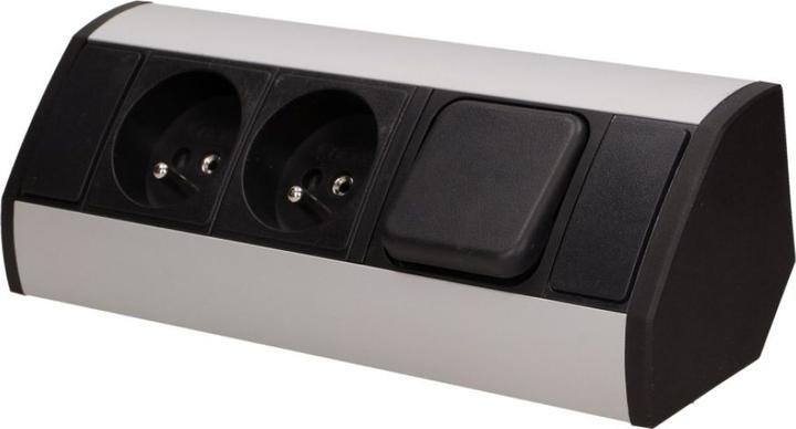 Actual product image Orno 2x2P + Z baldÅ³ lizdas su jungikliu, juodos ir sidabrinÄ-s spalvos