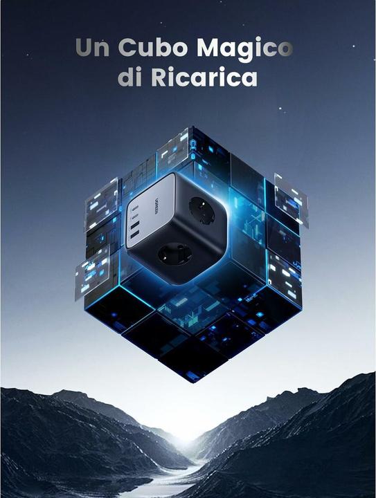 Productafbeelding Ugreen Cube CD268 65W USB / USB C + 3x AC (1x, CEE 7/4, USB-A, USB-C, 1.80 m)