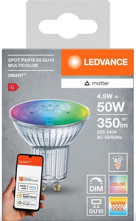 Image du produit Ledvance SMART+ MATTER SPOT GU10 MULTICOLOR 4.9W 827...865 Multicolore GU10 (GU10, 4.90 W, 350 lm, 1 x, F)