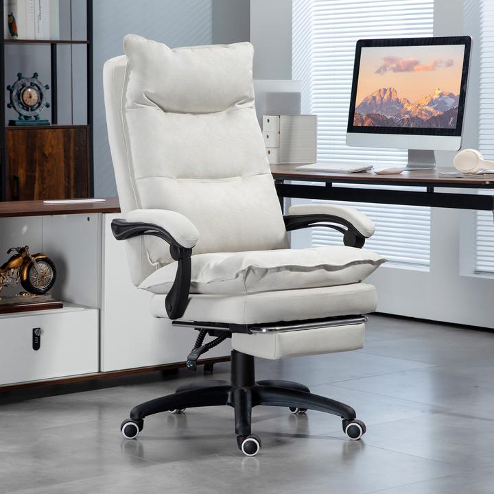 Produktbild Vinsetto Bürostuhl mit Massagefunktion Polyester Cremeweiss (58 - 68 cm)