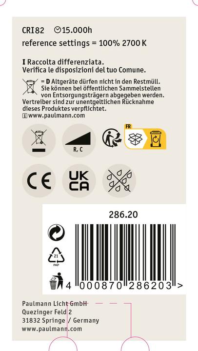Image du produit Paulmann Lampe à usage général (E27, 9 W, 1055 lm, 1 x, E)