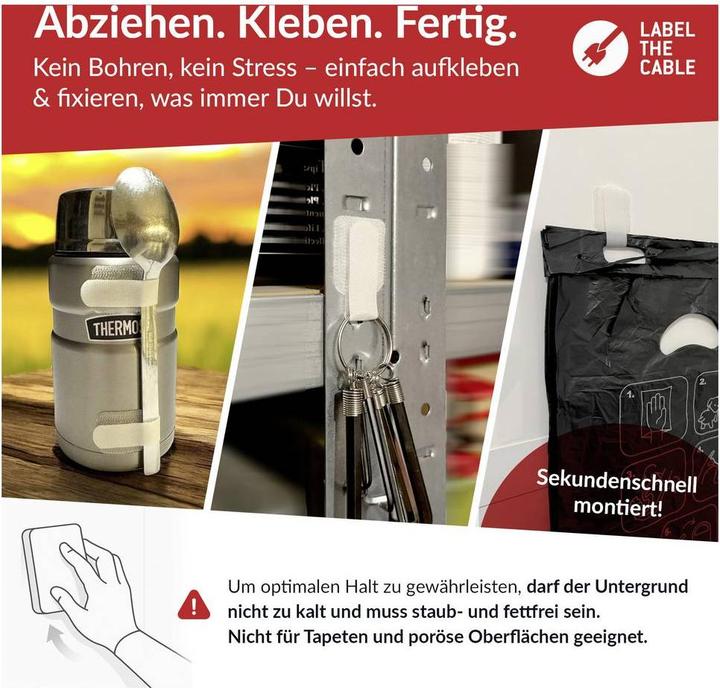 Productafbeelding Label-the-cable LTC Wandklittenband, pak van 10 stuks. (Klittenband kabelbinder, 90 mm, 10 Pcs.)