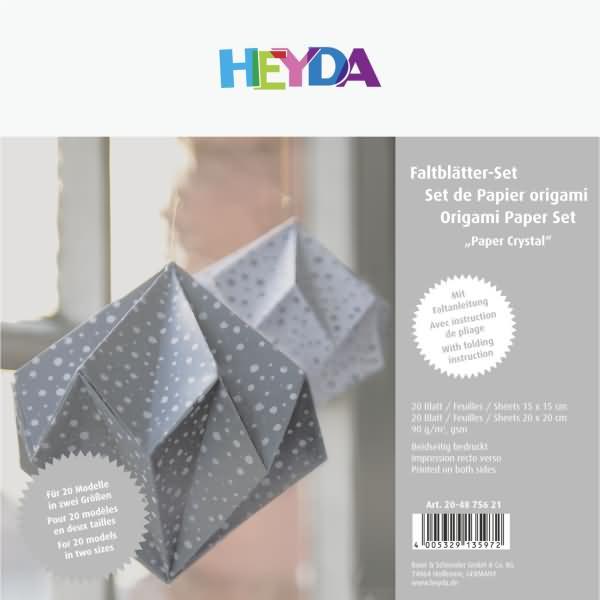 Actual product image Heyda Origami folding leaves "Crystal", white/silver (90 g/m², 40x)