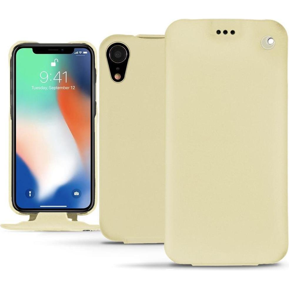 Noreve Lederschutzhülle vertikal (Apple iPhone XR), Smartphone Hülle, Beige