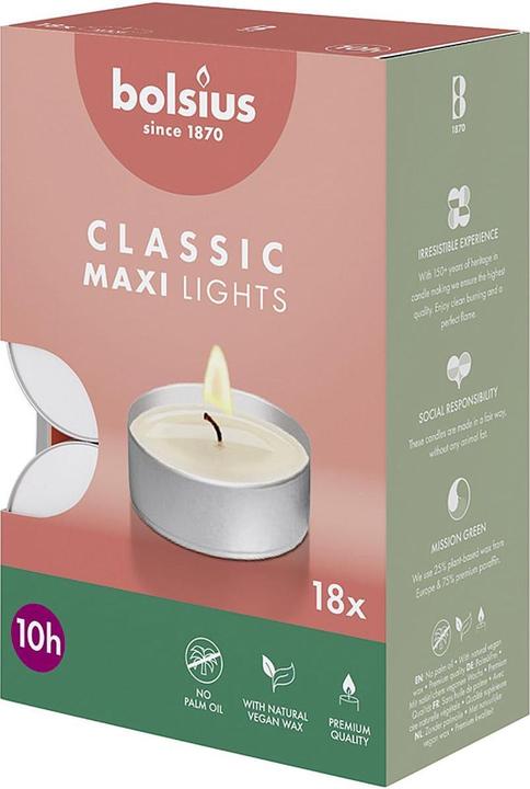 Bolsius Maxi tea lights 10pcs sil 18pcs (18 pcs.)