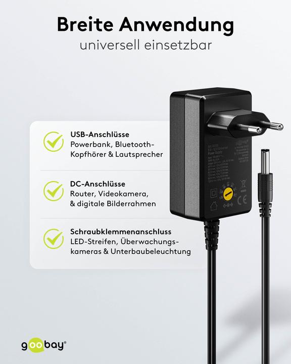 Image du produit Goobay Universal-Netzteil 3 V - 12 V