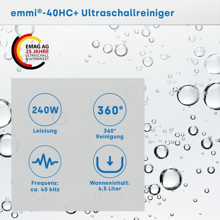 Produktbild Emag Emmi-40HC Plus Ultraschallreiniger Universal 240 W 4.5 l mit Heizung (40 kHz, 4500 ml)
