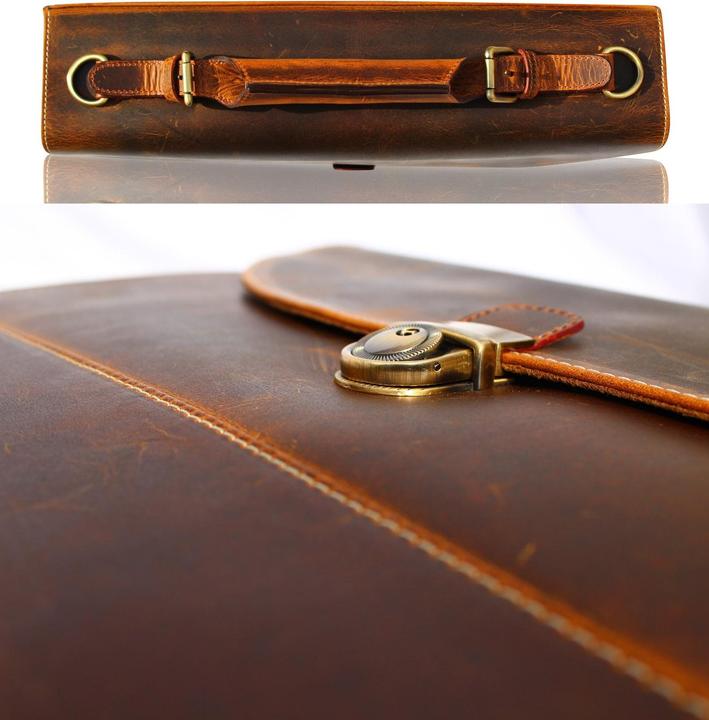 Produktbild Only-Bags.Store Echtes Leder Aktentasche, Laptop Tasche, Büro Umhängetasche, Messenger Bag, Weihnachtsgeschenk (15")