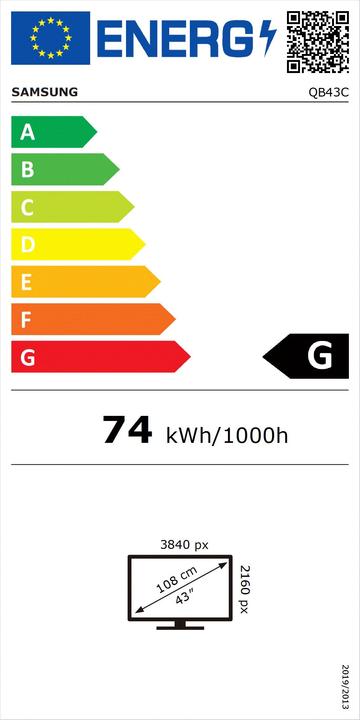 Etichetta energetica Samsung Smart Signage QB43C (3840 x 2160 pixel, 43")