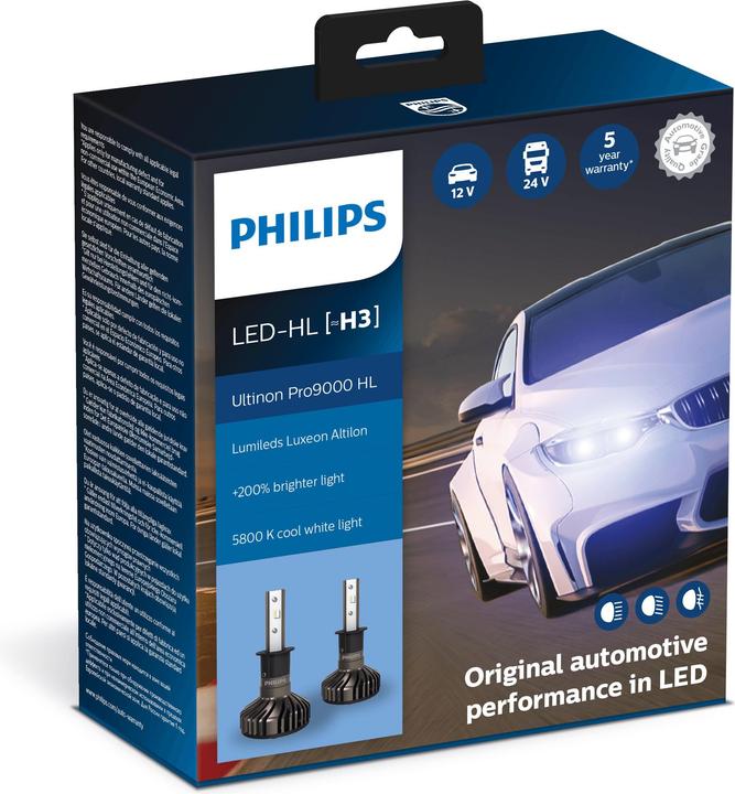 Immagine prodotto Philips Ultinon Pro9000 11336U90CWX2 con LED per auto Lumileds (H3)