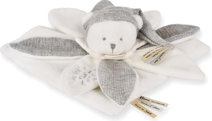 Doudou et Compagnie Schmusetuch Bär Blüte silber 25cm