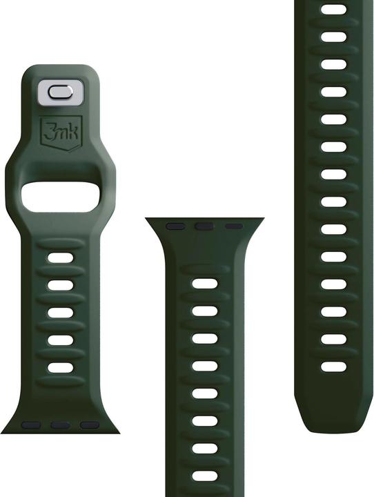 Produktbild 3MK Silicone Watch Strap Ciemnozielony/ Dark Green dla Apple Watch 42/44/45/49mm (Silicone, Stainless Steel)