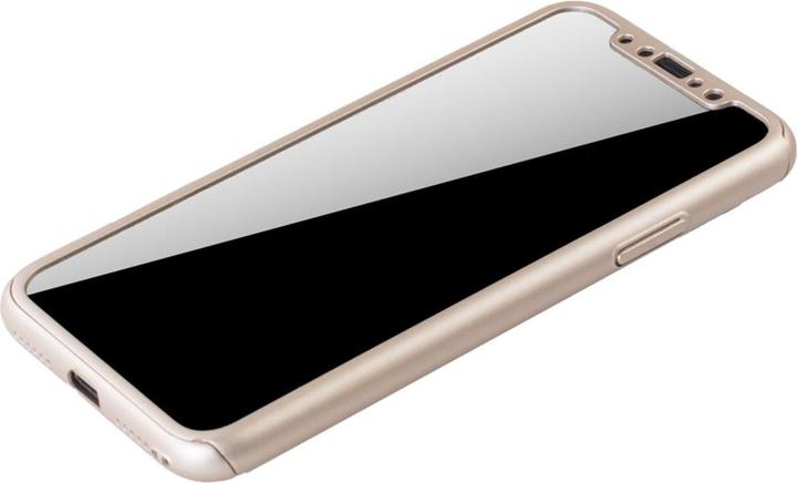 Produktbild König Design Hülle Handy Schutz für Apple iPhone X Full Case Cover Displayschutz Bumper Gold (Apple iPhone X)