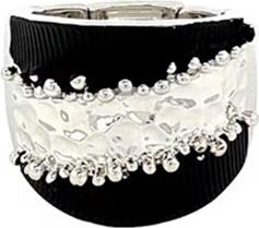 Actual product image Signé Signè ring ladies ring elastic silver-coloured rhodium-plated One Size Black No.17 (18, 19, 20, 21)