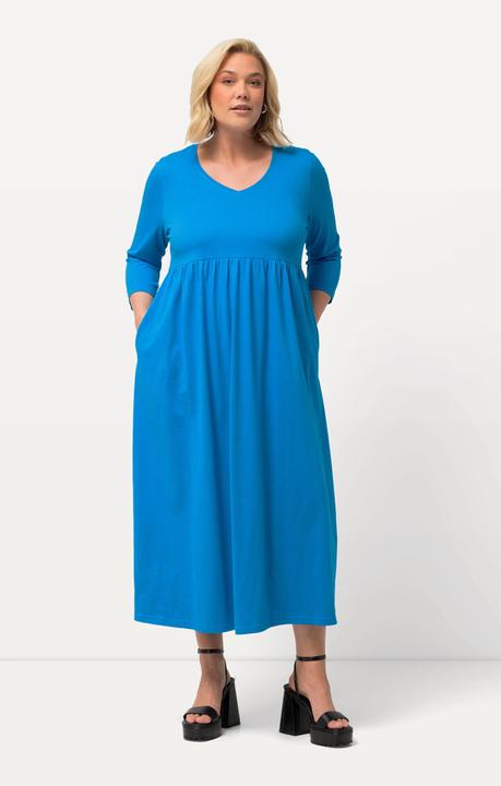 Produktbild Ulla Popken Jerseykleid, Empirenaht, V-Ausschnitt, 3/4-Arm, Taschen (50, 52)