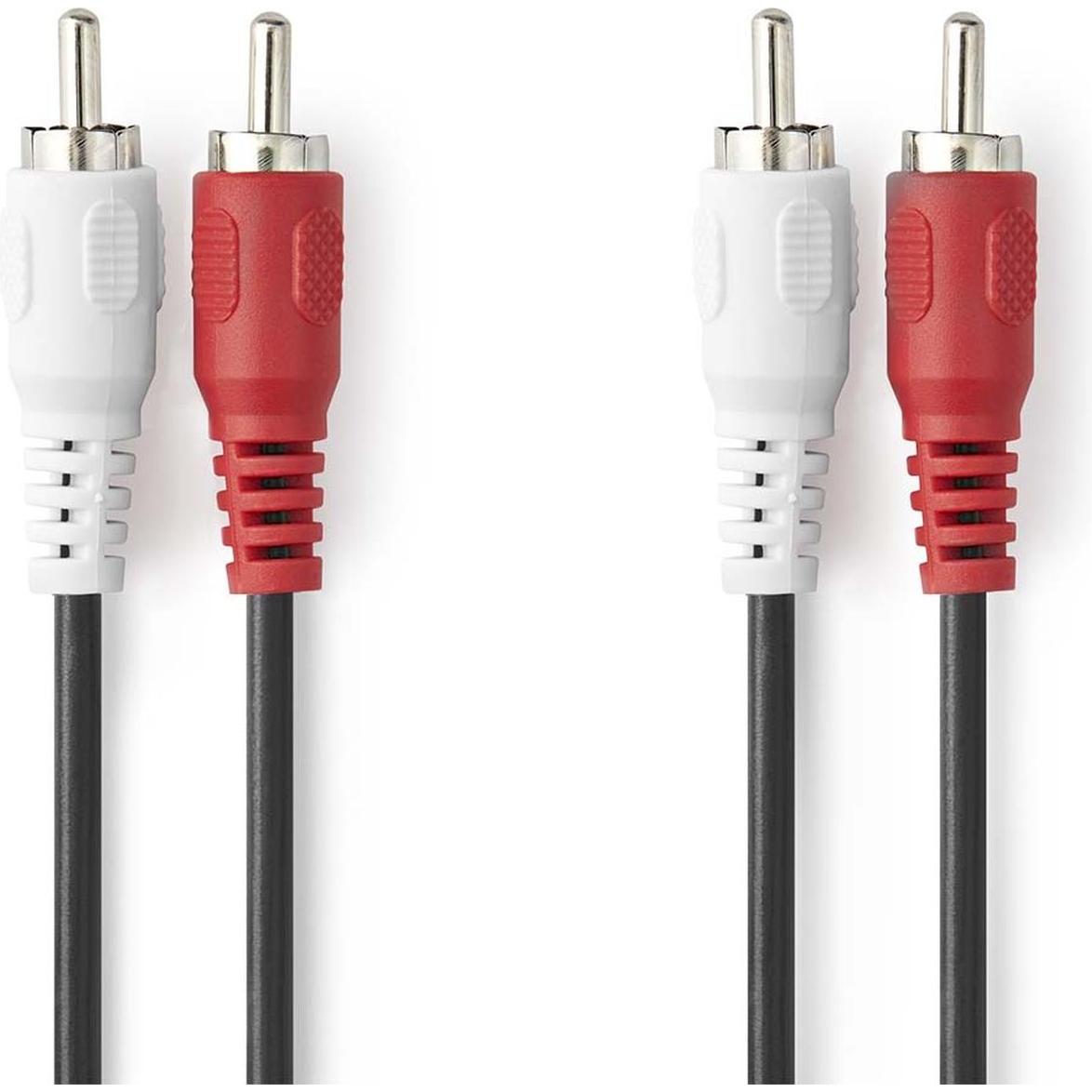 Nedis Cavo audio stereo 2x spina RCA 2x spina RCA nichelato 2,00 m rotondo nero L (2 m), Cavo audio