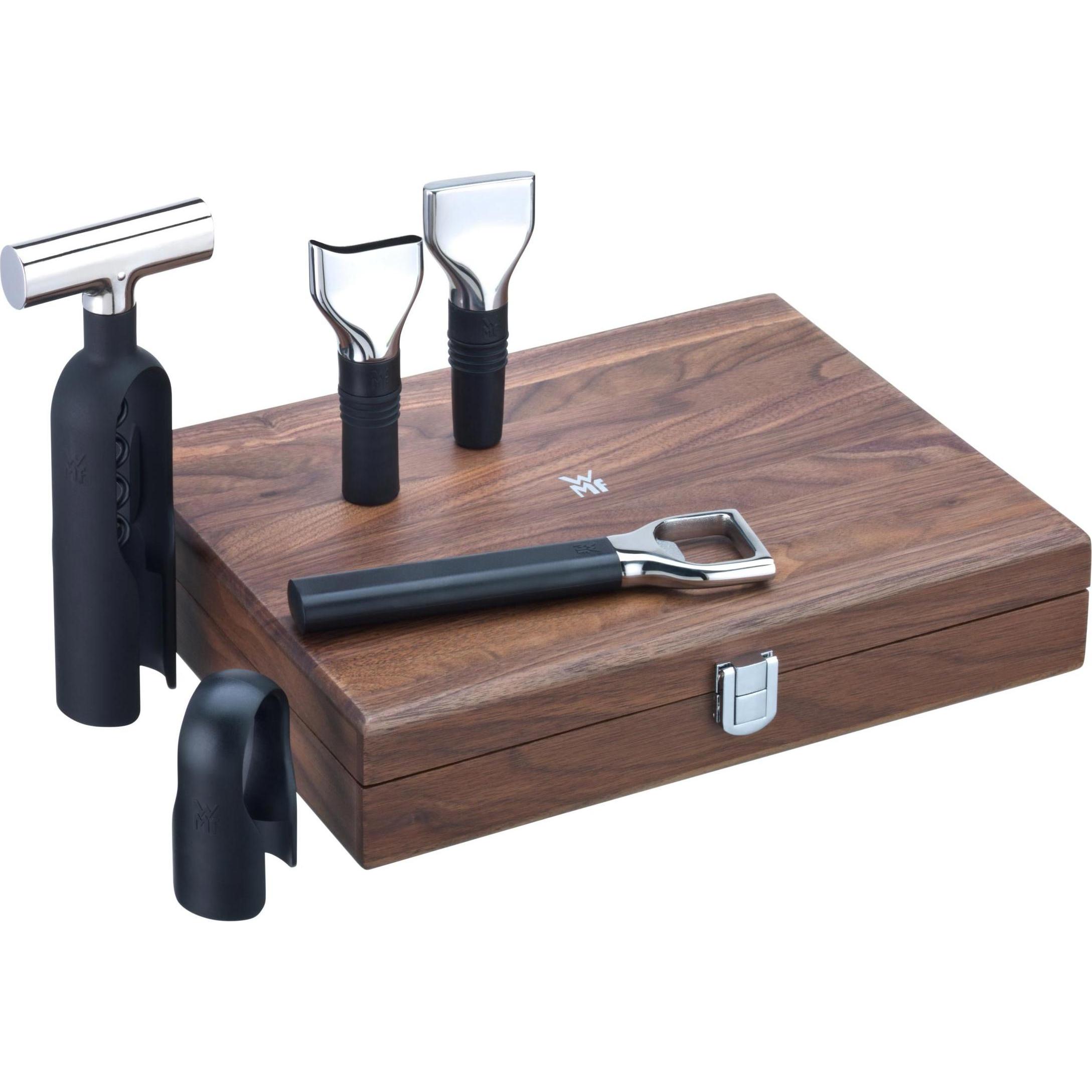 Thumbnail - WMF Sommelier Weinset 5tlg Korkenzieher Flaschenverschluss Walsnussholzbox Baric, Flaschenöffner, Schwarz