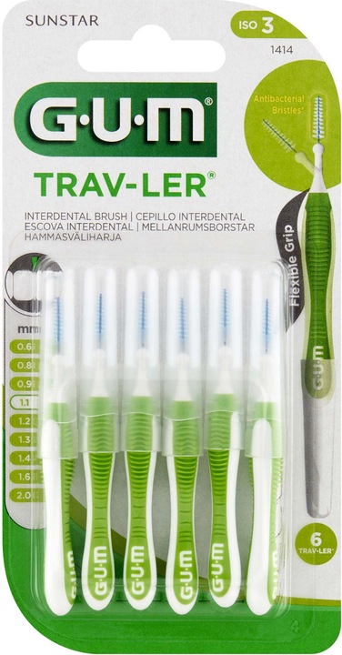 GUM Brosses interdentaires Trav-Ler 1.1 mm vert 6 pièces (6 x, 1.10 mm)