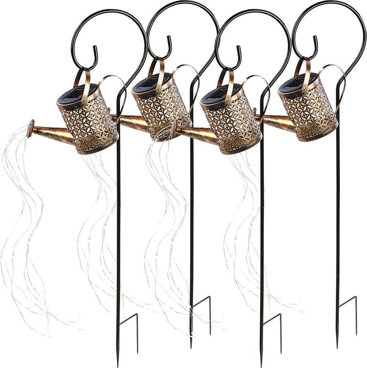 Produktbild Lunartec Deko Giesskanne mit Solar LED Beleuchtung, 4er Set (IP44)