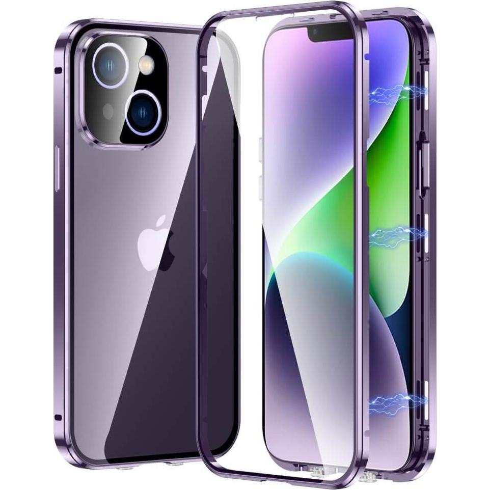 Cover-Discount iPhone 15 Plus - Magnetische Schutzhülle mit Panzerglas violett (Apple iPhone 15 Plus), Smartphone Hülle,...