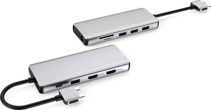 eSTUFF USB-C Dual USB-C Dock USB 3.2 Gen 1 (3.1 Gen 1) Type-C Aluminium, Metallisch (USB-C, 12 Ports)