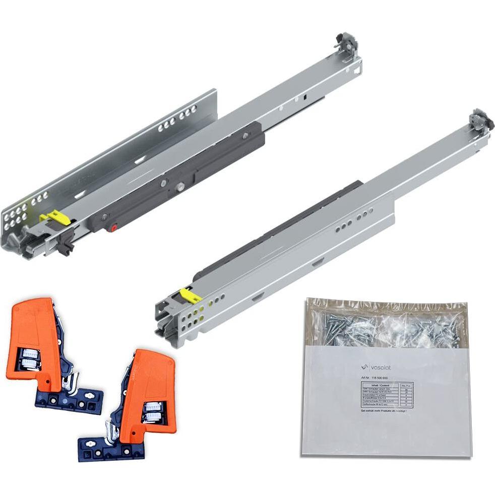 Vasalat, Schubladenauszüge, BLUM MOVENTO TIP-ON 766H Schubladenschienen, 700mm Vollauszug 60kg inkl. Zubehör