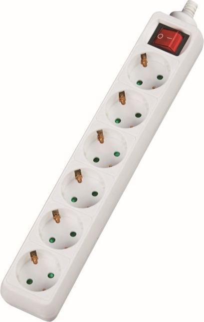 Image du produit Dexlan Multiprise 6x, avec interrupteur, câble de raccordement 3.0 m, blanc (6x, CEE 7/3, 3 m)