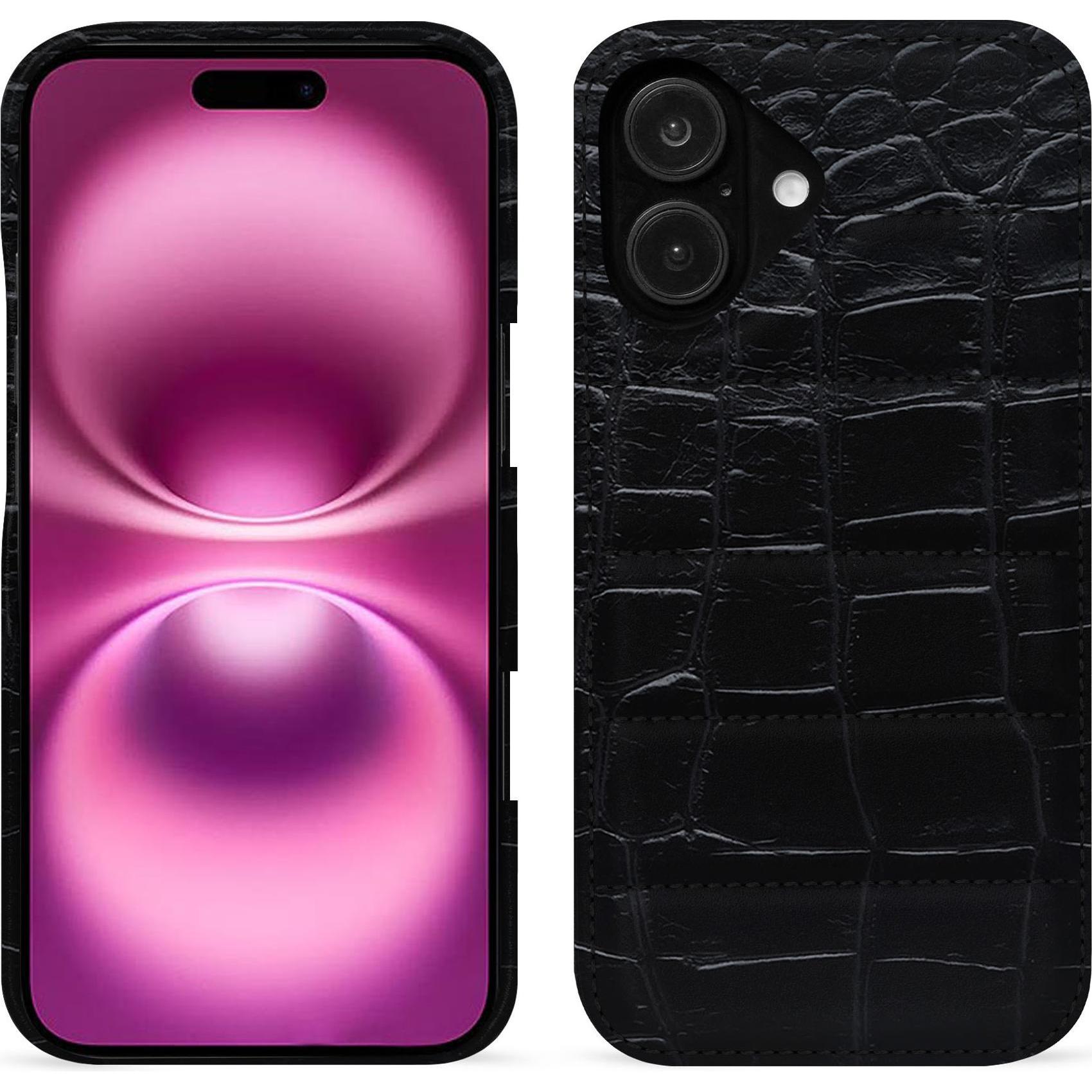 Noreve Lederschutzhülle (Apple iPhone 16 Plus), Smartphone Hülle, Schwarz