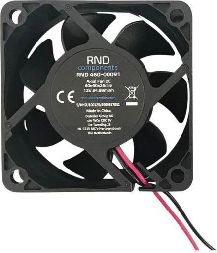 Actual product image RND Components Brushless axial fan DC 60x60x25mm 12V 34.88m³/h IP44 (60 mm)