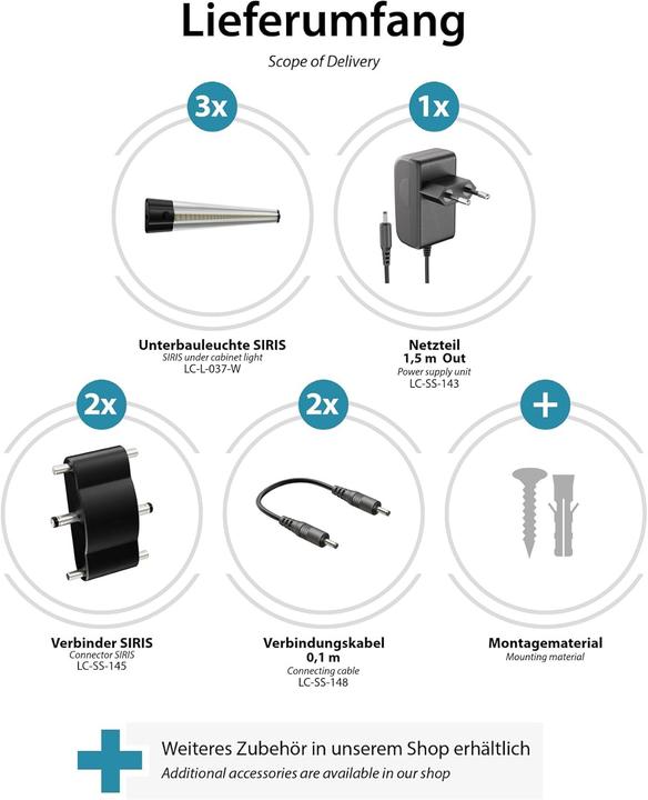 Actual product image Parlat 3-teiliges LED Unterbau-Leuchten-Set SIRIS