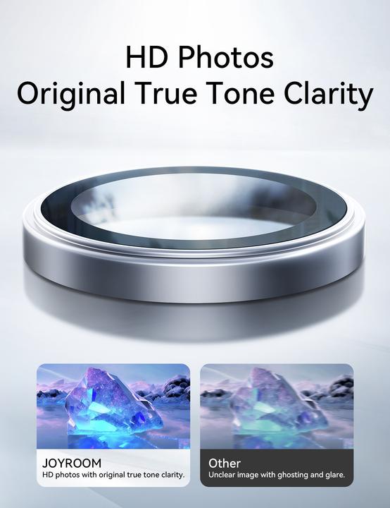 Actual product image Joyroom JR-17QS2 Camera Lens Protector (HD) for iP 17 (Dual-Camera) - Silver (Apple iPhone 17)